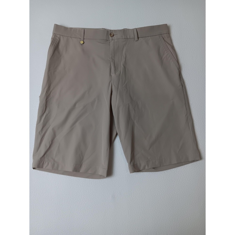 GOLFINO Shorts Mens L Beige Stretch Golf‎ Zip Fly Pockets Performance Casual